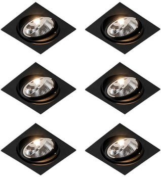 QAZQA Set mit 6 verstellbaren schwarzen Einbaustrahlern - Chuck 111