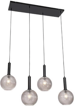 QAZQA Design-Hängelampe schwarz mit Rauchglas 4-flammig - Chico