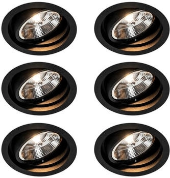 QAZQA Set mit 6 Modernes versenktes Spotschwarz verstellbar - Chuck 111
