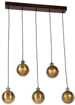 QAZQA Industrielle Hängelampe Bronze mit Holz 5 Lichter - Haicha