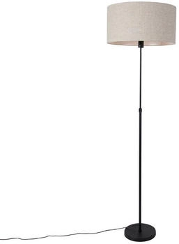 QAZQA Stehleuchte schwarz verstellbar mit Schirm hellgrau 50 cm - Parte (106530)