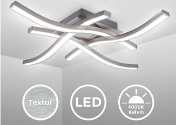 B.K.Licht Deckenleuchte 42,5x42,5 cm - 17,2W, 1800lm, LED, neutralwei&szlig;, matt-nickel (BKL1287)