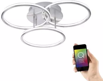 Paul Neuhaus Selltec LED Deckenleuchte Q - NEVIO Smart Home CCT Lichtfarbwechsel, Fernbedienung, Alexa App stahlfarben Wohnzimmer, Schlafzimmer, Esszimmer 8281-55