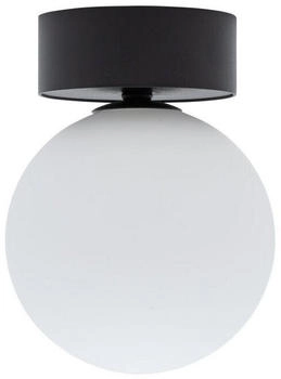 Licht-Erlebnisse Deckenlampe klein blendarm G9 Ø 12 cm H: 15,5 cm Schwarz Weiß Glas Metall Retro rund Deckenleuchte Flur Küche Badezimmer Wohnzimmer (LE61277)