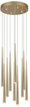 Trio Leuchten LED-Pendelleuchte Carla, goldfarbig, inkl. Switch-Dimmer, 10-flammig (354831079)