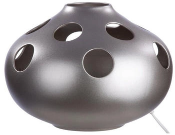 Gilde Deko Keramik Lampe - Tischlampe Dekoration Wohnzimmer - matt creme beige - Höhe 23 cm Ø 33,5 cm (28895)