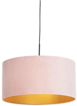 QAZQA Hängelampe mit Veloursschirm rosa mit Gold 50 cm - Combi
