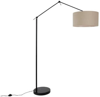 QAZQA Stehleuchte schwarz mit Schirm hellbraun 50 cm verstellbar - Editor (106504)