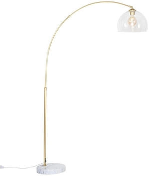 QAZQA Moderne Bogenlampe aus Messing mit klarem Glas - Arc I Wohnzimmer I Schlafzimmer - Stahl Länglich - LED geeignet E27 (106639)