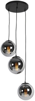 QAZQA Smarte Hängelampe schwarz mit Rauchglas 3-flammig inkl. Wifi ST64 - Pallon E (106263)