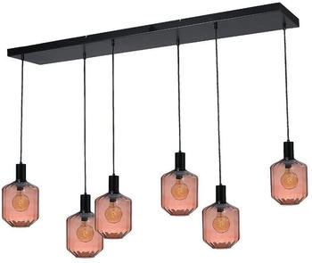 Masterlight Pendelleuchte Porto 6-flammig Glas Rot-Transparent 130x20cm [EEK: A+++]