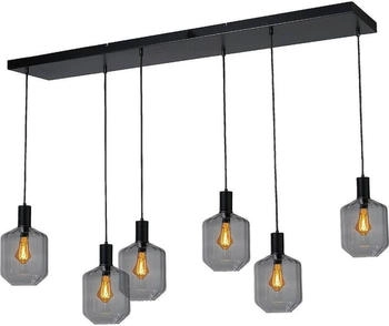 Masterlight Pendelleuchte Porto 6-flammig Glas Schwarz-Transparent 130x20cm [EEK: A+++]