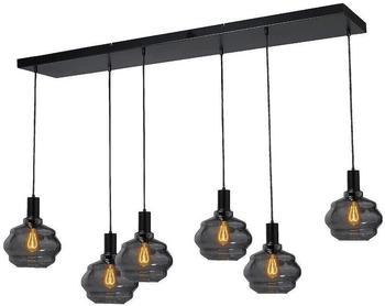 Masterlight Pendelleuchte Porto 6-flammig Glas Schwarz-Transparent 130x19cm [EEK: A+++]