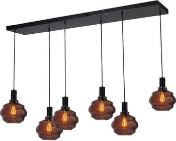 Masterlight Pendelleuchte Porto 6-flammig Glas Rot-Transparent 130x19cm [EEK: A+++]