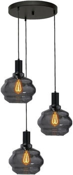 Masterlight Pendelleuchte Porto 3-flammig Glas Schwarz-Transparent Ø45cm [EEK: A+++]