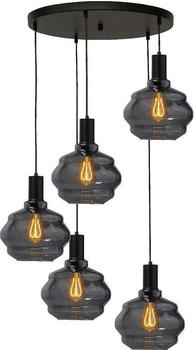 Masterlight Pendelleuchte Porto 5-flammig Glas Schwarz-Transparent Ø60cm [EEK: A+++]