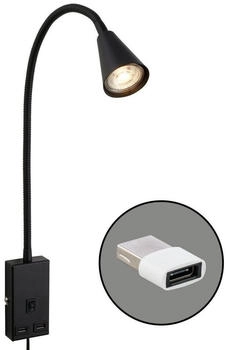 Briloner Leuchten Wandleuchte 2175015, ohne Leuchtmittel, 2700K - Extra-Warmweiß, LED Bettlampe 48,5x6x42cm Schwarz max.10W GU10 Wandlampe Schlafzimmer