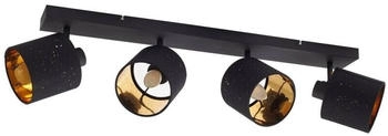 Lindby Deckenleuchte Vasilia, 4-flammig, schwarz/gold, Stoff