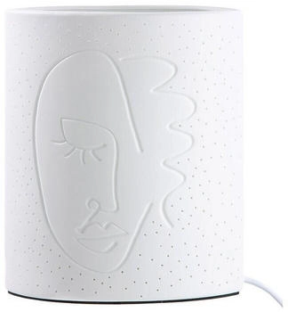 Gilde Tischleuchte Visione Porzellan weiß Gesichtsmotiv Höhe 20,5 cm Design Beleuchtung Dekoration Wohnaccessoire (32204)