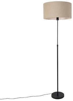 QAZQA Stehleuchte schwarz verstellbar mit Schirm hellbraun 50 cm - Parte (106529)