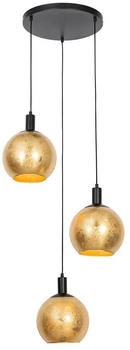 QAZQA Design-Hängelampe schwarz mit Goldglas 3-flammig - Bert (106777)