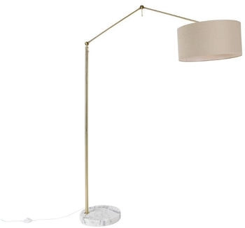QAZQA Stehleuchte Gold mit Schirm hellbraun 50 cm verstellbar - Herausgeber (106500)