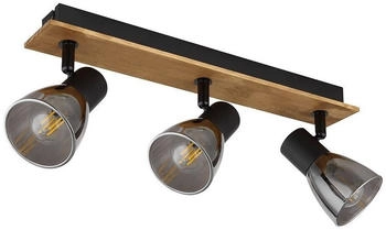 Globo Deckenspot, Leuchtmittel nicht inklusive, Deckenleuchte Spotlampe Spotleiste 3 Flammig Holz schwarz E14 (135717)