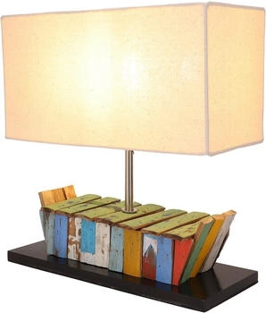 Guru-Shop Tischleuchte Tischlampe, Shabby Chic Look, in Bali.., Leuchtmittel nicht inklusive, Modell Milos, 35 cm x 38 cm x 15 cm (53540)