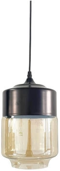 Luxula Elegante Pendelleuchte in schwarz, rundlich, aus Glas, E27-Fassung, IP20, Ø18 cm