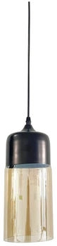 Luxula Pendelleuchte LED-Hängelampe in schwarz, zylinderförmig, aus Glas, E27-Fassung, ohne Leuchtmittel, IP20, Ø13 cm