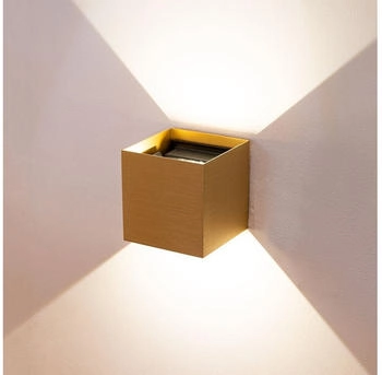 s'luce s.luce Ixa LED High Power Wandlampe IP20 Dimmbare Wandleuchte Up und Down Light, Farbe Gold-Gebürstet, Quadratisch