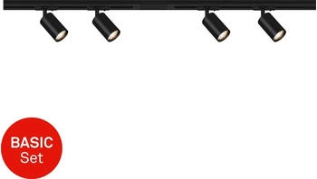 Briloner Rail Schienensystem, Starterset, 4x GU10 Spots, Schwenkbar, Drehbar, Schwarz, 1,5 m (8000045)