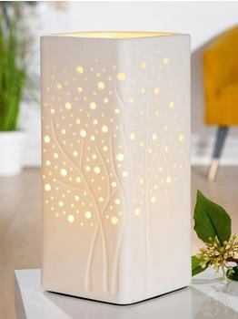 Gilde Design Lampe - Tischlampe aus Porzellan - Deko Wohnzimmer - Höhe 27 cm (32164)