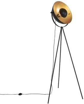 QAZQA Stehlampe schwarz mit goldenem 42 cm verstellbarem Stativ - Magnax