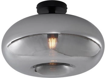 QAZQA Art-Deco-Deckenleuchte schwarz mit Rauchglas 40cm - Busa (108587)