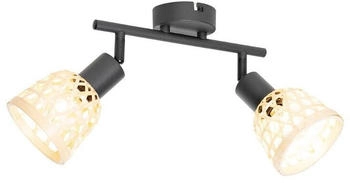 QAZQA Orientalischer Spot schwarz mit Bambus 2-flammig - Rayan (105625)