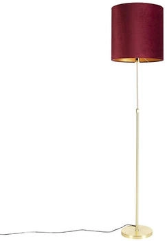 QAZQA Stehleuchte gold / messing mit veloursschirm rot 40/40 cm - Parte (98552)