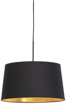 QAZQA Hängelampe mit Baumwollschirm schwarz mit Gold 40 cm - Combi (98501)