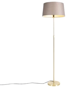 QAZQA Stehleuchte gold / messing mit Leinenschirm taupe 45 cm - Parte (98556)