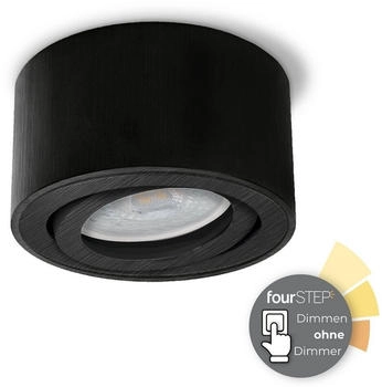 SSC-LUXon LED Aufbaustrahler CELI-1B Aufbau LED Deckenspot flach, schwenkbar & schwarz mit fourSTEP, Neutralwei&szlig;, Energieeffizienzklasse E (M&auml;rz 2021)