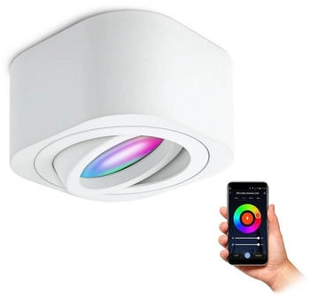 SSC-LUXon TEARA Aufbauleuchte weiß schwenkbar flach inkl. RGB+ WLAN LED dimmbar 4W 230V 1er Set