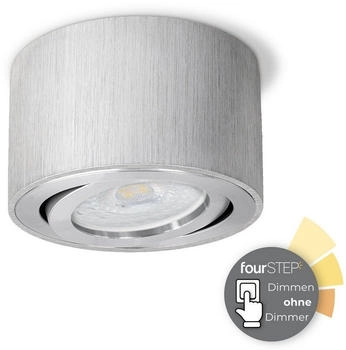 SSC-LUXon CELI-1A Aufbauleuchte LED flach, schwenkbar in gebürstet mit fourSTEP Modul 4W neutralweiß 1er Set