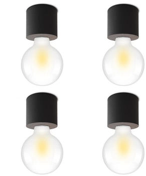 SSC-LUXon Aufbauleuchte NAMBI 4 Stück kleine Deckenlampe E27 schwarz rund Lampenfassung Decke (7351)