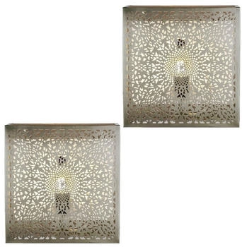 Marrakesch Orient & Mediterran Interior Wandleuchte Orientalische Wandleuchte Yakin, Wandlampe, Orientalische Lampe, Handarbeit, Silber