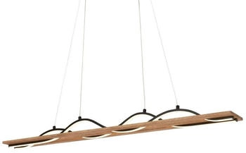Briloner Vinka LED Pendelleuchte, Holzdekor, Wellenform, Schwarz-Holz (3818014)