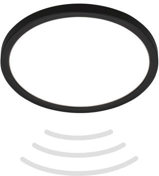 Briloner Move LED Deckenlampe mit Bewegungsmelder IP44, Bewegungsmelder, Indirektes Licht, 3m Reichweite, 120 Grad Erfassung, Schwarz, &Oslash;24 x 3 cm (7524415)