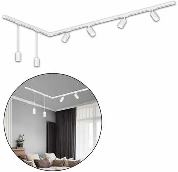 Briloner Rail Schienensystem, 4x GU10 Spots, 2x GU10 Pendel, L-Form, Weiß (8014066)