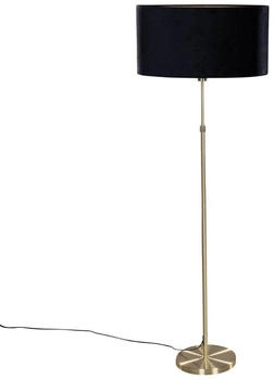QAZQA Stehleuchte Gold mit ovalem Samtschirm Schwarz 50 cm - Parte (109112)