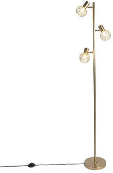 QAZQA Design Stehleuchte Gold 3-Licht verstellbar - Mesh