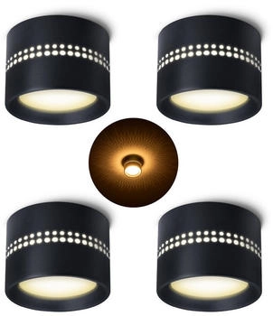 SSC-LUXon LED Aufbaustrahler ALAPI Deckenleuchte schwarz mit GX53 LED dimmbar warmweiß, Warmweiß, Energieeffizienzklasse E (März 2021) (8092)